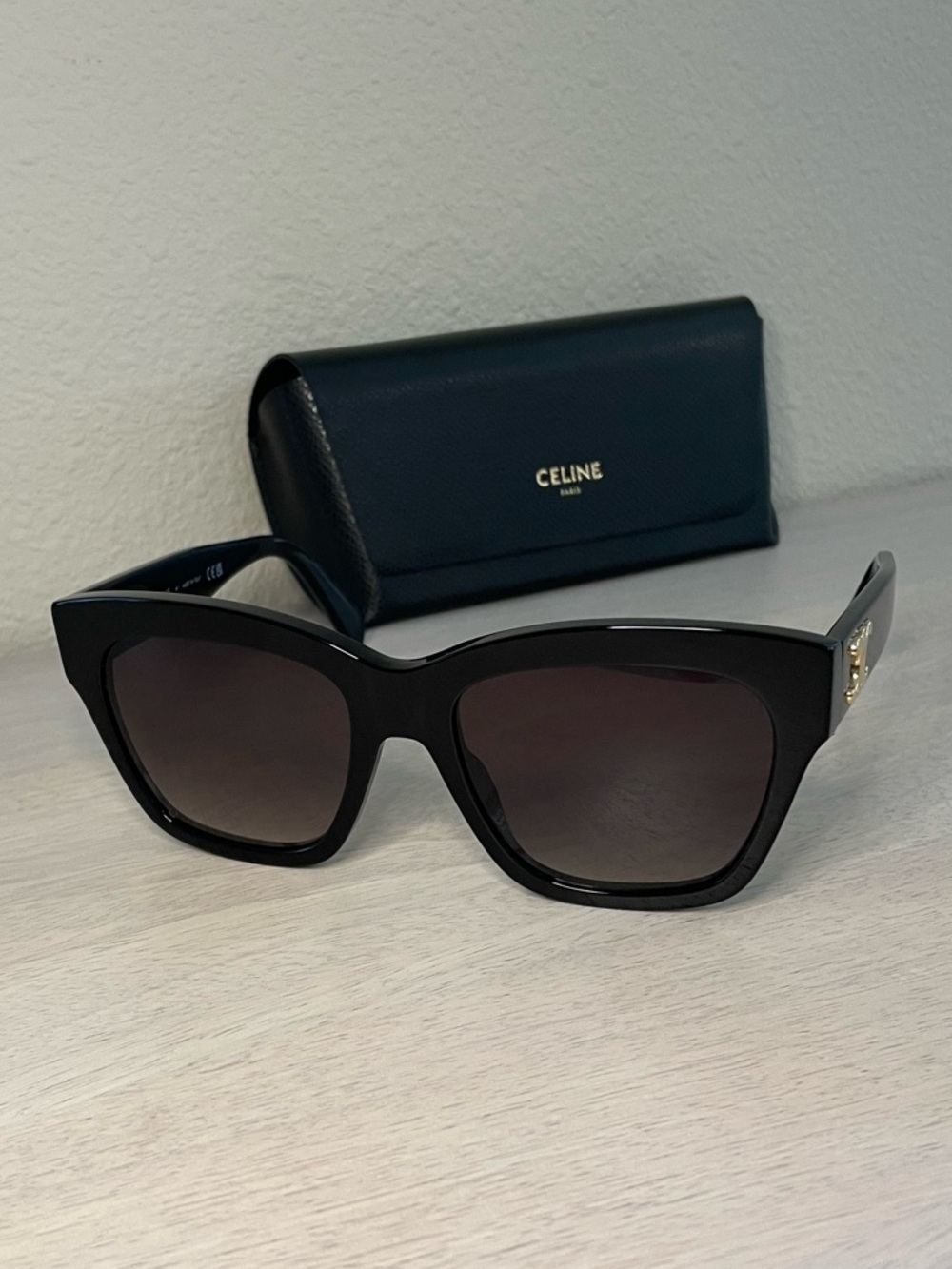 Celine Triomphe Acetate Square Black Sunglasses - Picture 3 of 11